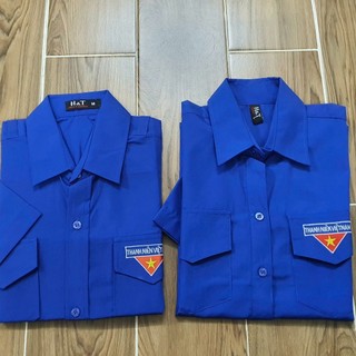 [ĐOÀN - TD] (phom nhỏ) Áo sơmi đoàn thanh niên logo thêu (tay dài)