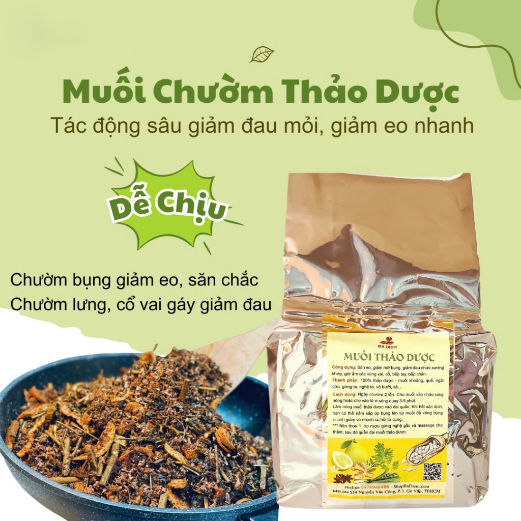 Combo Túi Chườm Muối Thảo Dược Giảm Mỡ Bụng Sau Sinh - Giảm Đau Nhức Vai Gáy, Lưng Hông | Cây Muối Chườm Thảo Dược