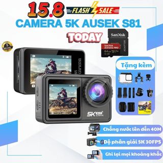 Máy quay phim Ausek S81, Camera hành trình 5k chống nước Camera sắc nét Góc quay siêu rộng