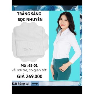 Áo sơ mi nữ Thái Hòa trắng sọc caro mã 65.