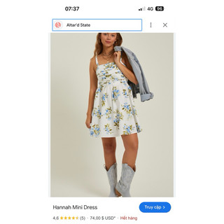 Đầm dây smocking lưng Blu Pepper