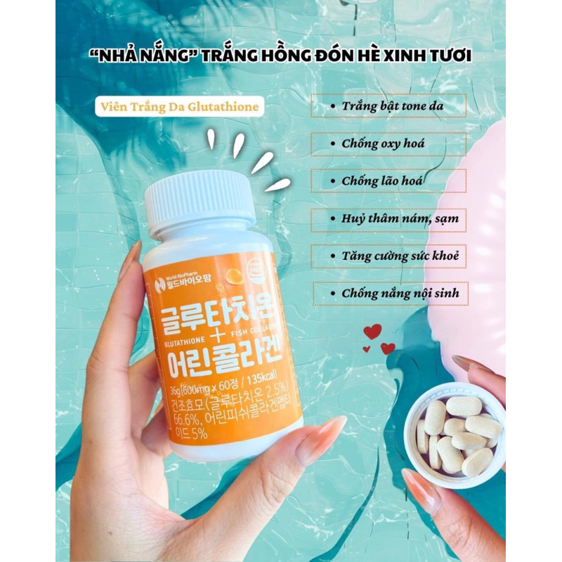 VIÊN UỐNG TRẮNG DA TRẺ HÓA GLUTATHIONE MIX COLLAGEN THỦY PHÂN[Bill Hàn]
