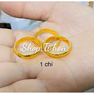 Nhẫn trơn loại 1 chỉ màu vàng 24 cao cấp nhẫn có khắc 4 số 9
