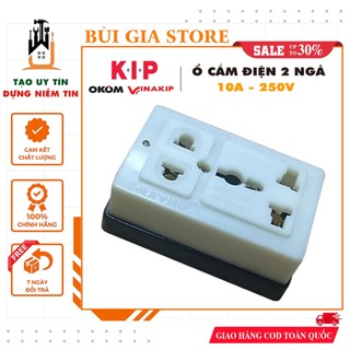 Ổ cắm điện 2 ngả đa năng Vinakip 10A/250V có đèn báo