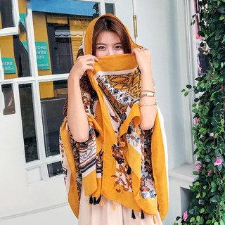 Khăn choàng boho thổ cẩm đi biển họa tiết vàng che chống nắng, chụp hình, đa năng - Mã VS018 The Collar Box