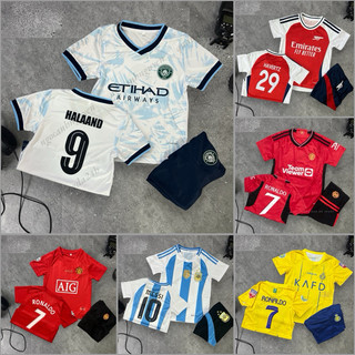 Bộ quần áo Bóng đá Trẻ em CLB MU in sẵn tên số Ronaldo hàng thun thái đẹp.
