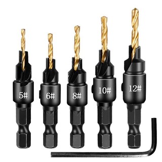 Bộ 5 mũi khoan âm vít gỗ ❤️FREESHIP❤️ Mũi khoan 2 tầng - mũi khoan gỗ