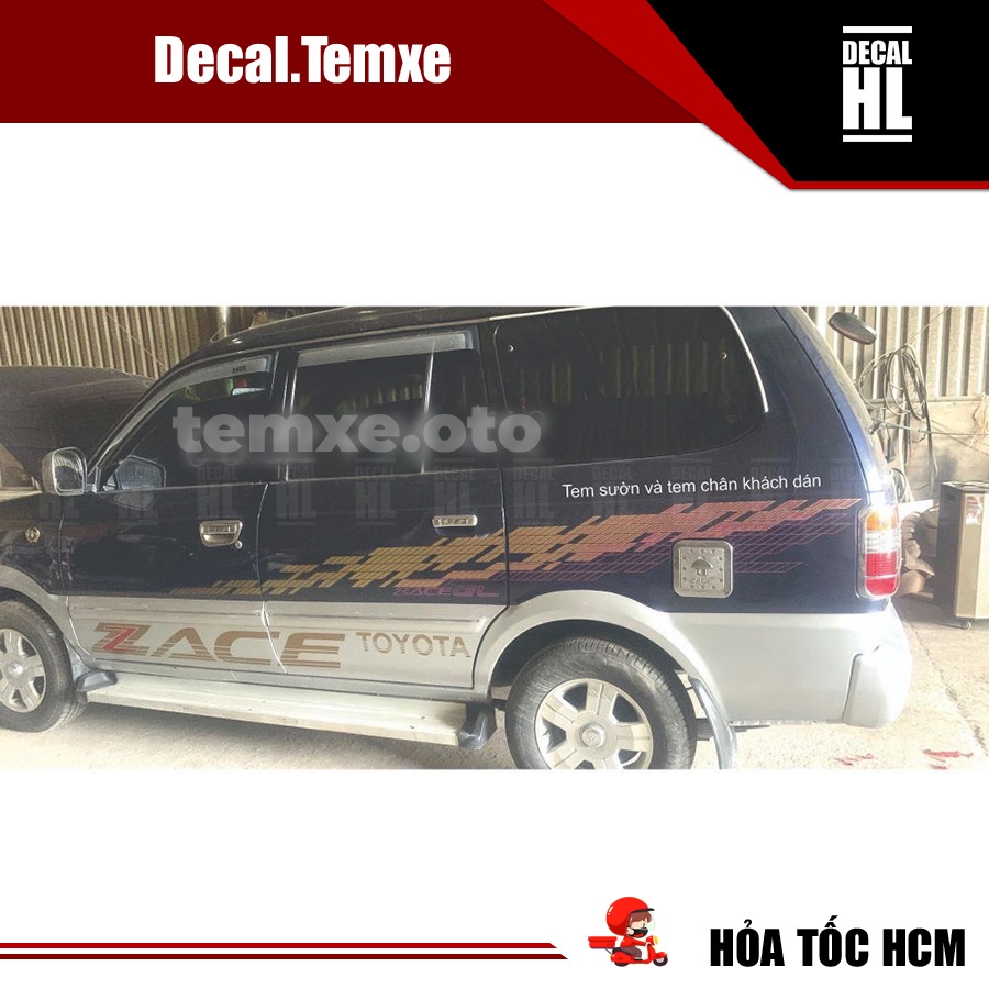 Bộ tem dán xe Toyota Zace GL 2003, 2004-2005. Tem dán xe zace (hình thật)