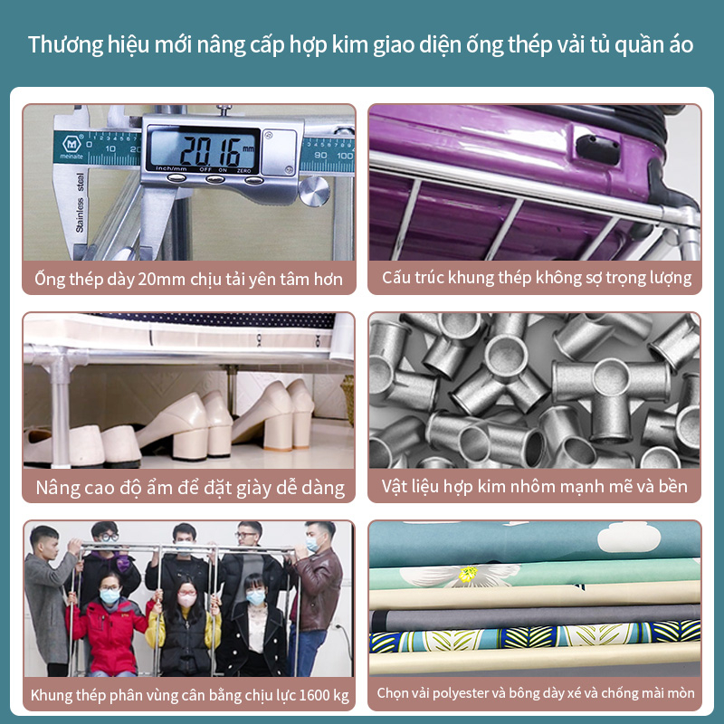 Tủ Quần Áo Tủ Vải Khung Thép Titan 2,3,4.5 buồng tủ đựng quần áo treo gấp gọn cỡ 2m5 lắp ráp đa năng | BigBuy360 - bigbuy360.vn