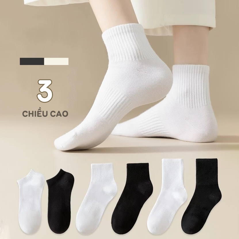 Tất vớ nam nữ Cotton co giãn bốn chiều, phong cách đơn giản, chống hôi chân