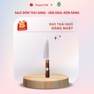 Dao thái nhỏ thép Nhật trắng không gỉ - Cán gỗ cẩm sừng khâu đồng