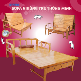 [Sale Lớn + TẶNG NỆM GỐI] Giường tre tích hợp thành ghế sofa thông minh ,chất liệu tre tự nhiên dễ dàng gấp gọn
