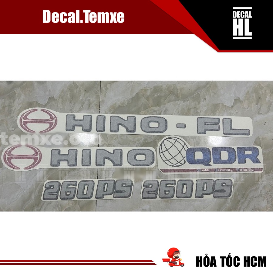 Bộ tem dán xe tải Hino đủ bộ các loại. Tem xe tải Hino FG , Hino FL , Hino FC , Hino FM , Hino WU , 