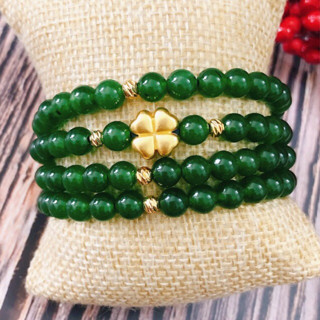  Vòng Đá 108 Mix Charm Cỏ 4 Lá May Mắn - Tặng Kèm Hộp Đựng Cao Cấp 