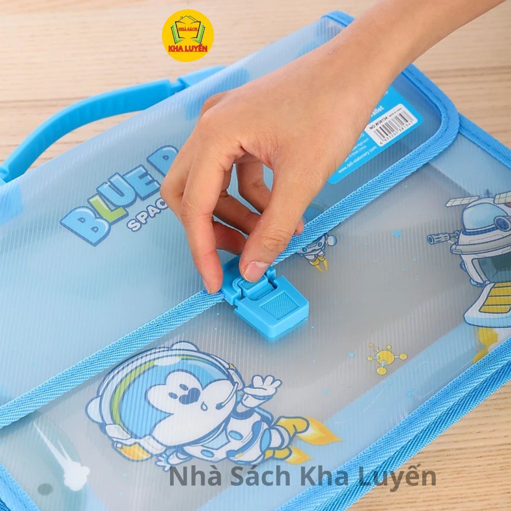 Cặp Học Thêm 2 Ngăn Deli, Deli W38134 Màu Xanh / Hồng Dễ Thương Dành Cho Bé