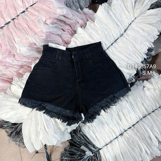 Quần short jean nữ lưng cao lai tua | PINKSHOP 1990