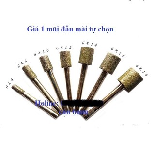 Đầu mài Kim Cương Mũi Trụ Siêu Cứng Trục 6mm hay Đầu Mài Hợp Kim Mũi Trụ Trục 6mm