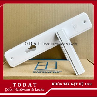 Khóa tay gạt cửa đi hệ 1000 TAPHAPRO màu Trắng Sữa dùng cho cửa sắt, nhôm, gỗ đố 4x8