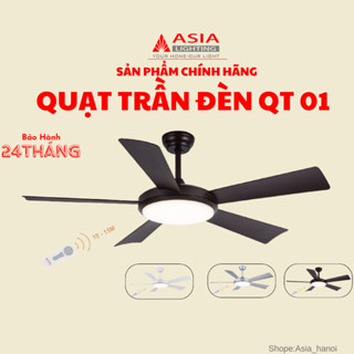 Quạt trần đèn Asia Lighting QT01, Động cơ DC 38W siêu tiết kiệm. Đèn LED 3 màu, sải cánh 1320, điều khiển từ xa, bh 24T