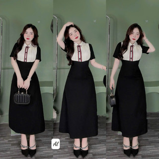 Váy Tuyết Mưa Cổ Sen Phối Viền