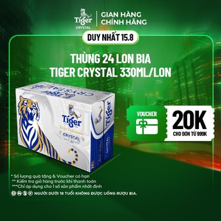Nồng độ cồn 4.6% - Thùng 24 lon bia Tiger Crystal 330ml/lon