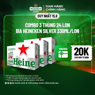 Hỏa tốc hcm - combo 3 thùng 24 lon bia heineken silver 330ml/lon