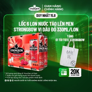 Lốc 6 lon nước táo lên men Strongbow Vị Dâu đỏ 330ml/lon