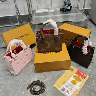 túi lv onthego mini màu đen hồng hoa nâu fullbox nam châm 20cm
