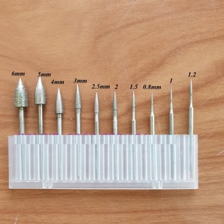 Mũi mài kim cương đầu nhọn TL cán 2mm 2.35mm - mài khắc đá ngọc - mài doa lỗ hạt vòng hoặc mài doa lỗ bảng mạch