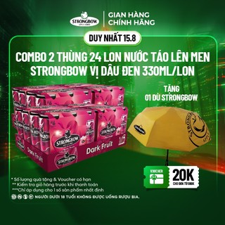 HỎA TỐC HCM - Combo 2 Thùng 24 lon nước táo lên men Strongbow Vị Dâu đen 330ml/lon