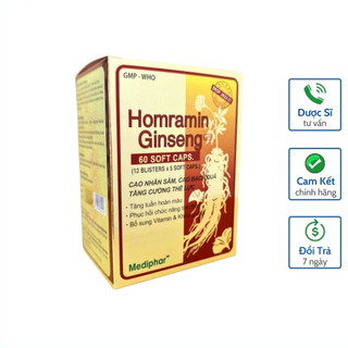 Viên Uống Bồi Bổ Sức Khỏe Homramin Ginseng Nhâm Sâm - Tăng Cường Thể Lực Homtamin Ginseng - Hộp 60 Viên