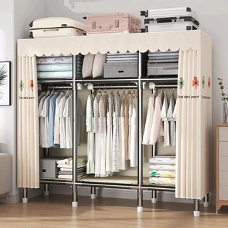 Tủ Vải Đựng Quần Áo Tủ Vải Khung Thép Titan  4 Buồng 8 ngăn Gấp Gọn Đa Năng Treo Quần Áo Vải Cotton