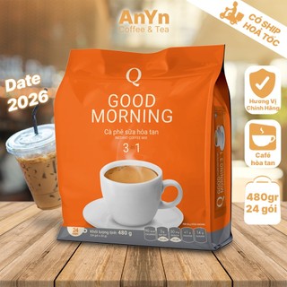 Cafe Trần Quang cà phê sữa Goodmorning - Bịch 480g x 24 gói x 1 gói 20g
