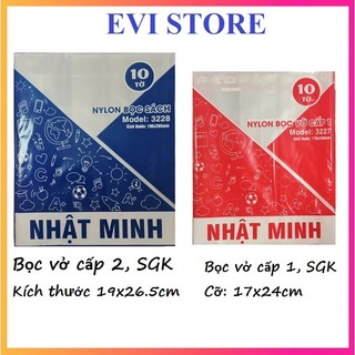  Set 2 tập 10 bìa bọc sách vở nylon Nhật Minh 3227   3228 - Giấy bao tập SGK chương trình mới 