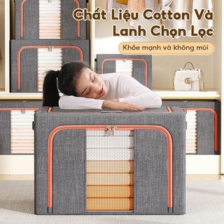 Hộp Đựng Quần Áo Hộp Vải Khung Thép Đựng Chăn Màn Khung Thép Lắp Ghép Đa Năng Tiện Lợi giỏ quần áo