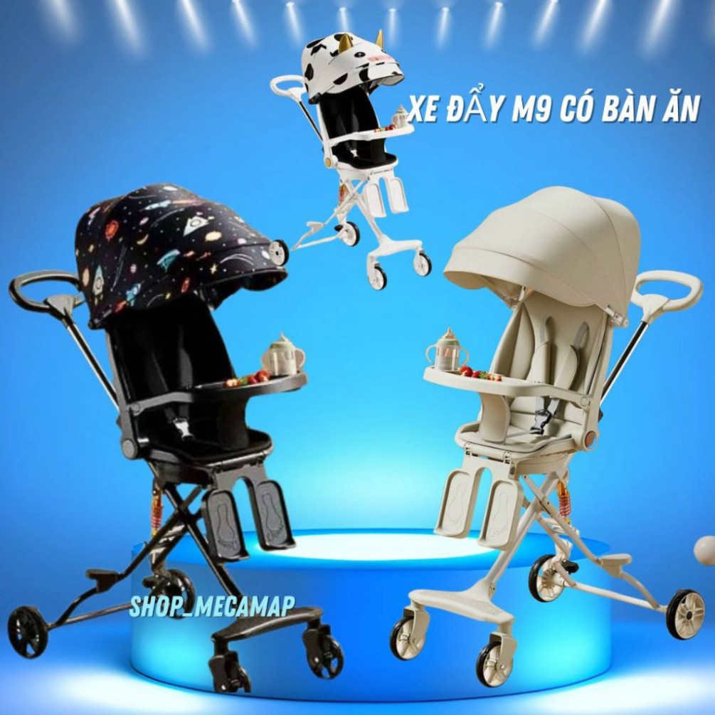 Xe Đẩy trẻ em 2 chiều cao cấp gấp gọn M9-M8 - Tặng đệm và mái che