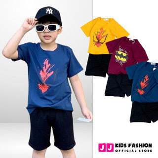 Bộ quần áo bé trai mùa hè JJ Kids chất cotton co giản, thoáng mát cho trẻ em full size