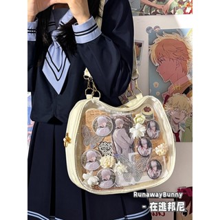 [Đặt trước-Sẵn đen,trắng] Itabag - Balo/Túi đeo chéo đựng doll trong suốt mẫu tai mèo xinh