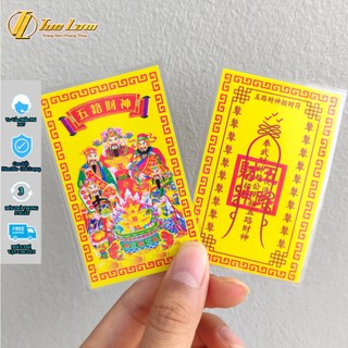 Ngũ Lộ Thần Tài phù ép plastic bền mỏng để ốp điện thoại ví tiền Khai cung Tài Mở Lộc - DIY TUỆ LÂM