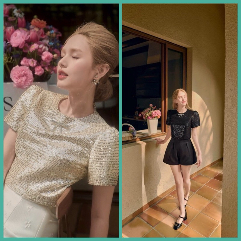 Áo Croptop Cộc Tay Bling , Nhũ 2 Màu Đen, Nuy, Mua Áo Tặng Gim Cài Đá Thời Trang Quyến Rũ Cho Nữ