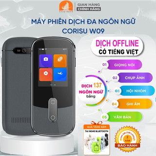 Máy phiên dịch đa ngôn ngữ CORISU W09 dịch 137 ngôn ngữ (Tặng tai nghe) màn hình cảm ứng IPS hiện đại, hỗ trợ dịch offli