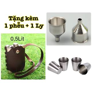 Bình tông 0,5 lít Inox 304 - tặng kèm bao như hình - loại 0,6mm
