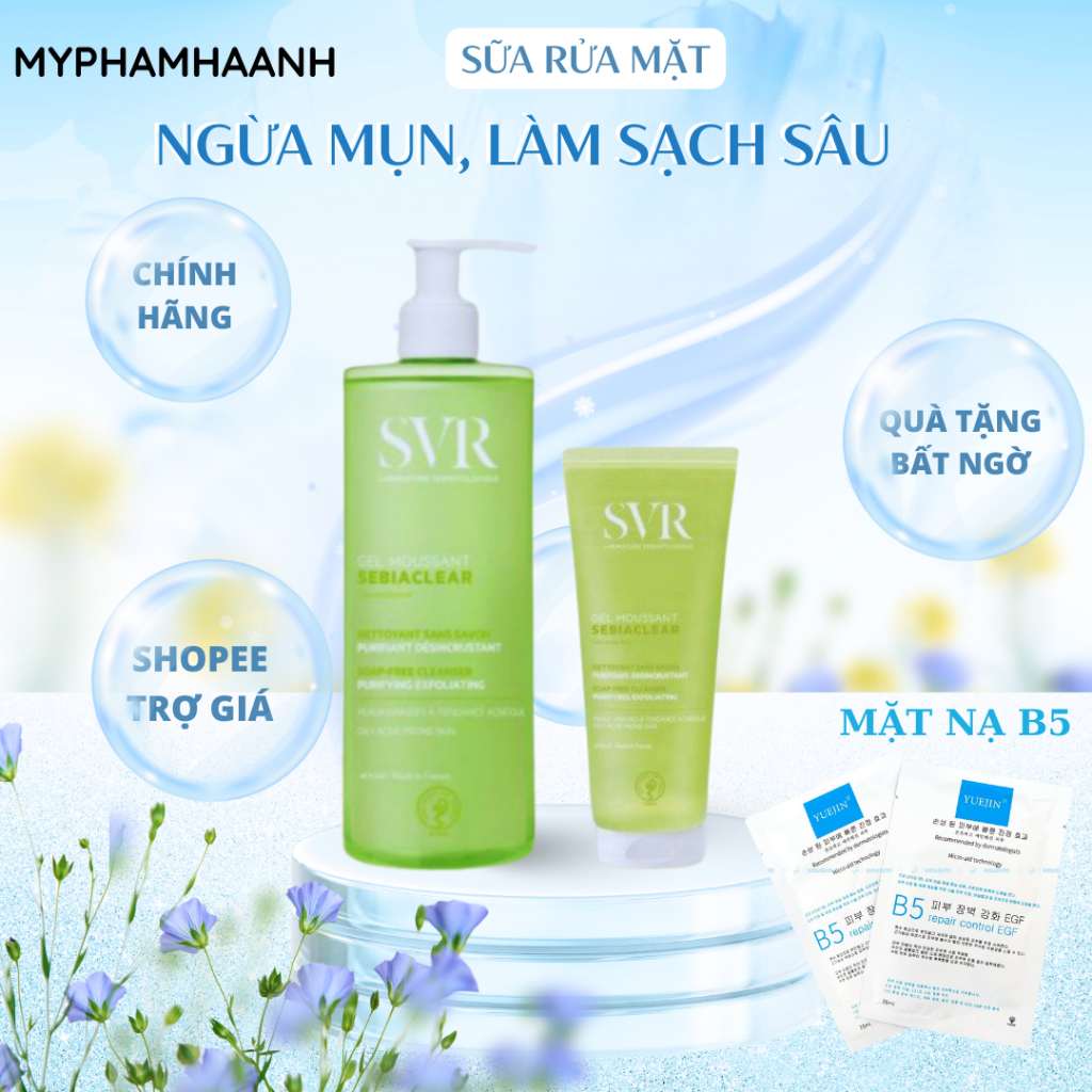 [ MUA 1 NHẬN 2 ] Sữa Rửa Mặt SVR Cho Da Dầu Mụn - SVR Sebiaclear Gel Moussant 400ml Loại Bỏ Tế Bào D