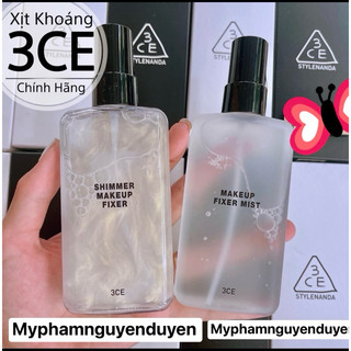 XỊT KHOÁNG 3CE SHIMMER MAKEUP FIXER 95ML-NHŨ-TRẮNG [Chính Hãng]