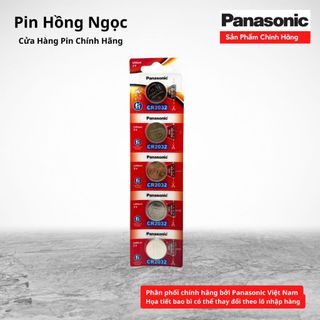 Vỉ 5 Viên Pin CR2032 Panasonic 3V Made In Indonesia - Hàng chính hãng