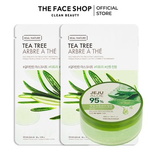 Gel dưỡng lô hội 300ml + 2 mặt nạ the face shop real nature 20g