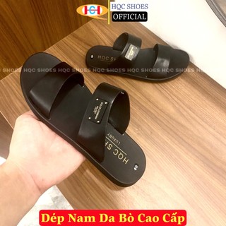 [SALE Mẫu Mới]Dép da nam chính hãng HQC da bò mềm mại bảo hành 12 tháng HQ093