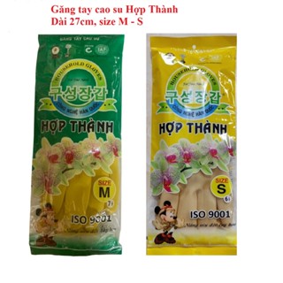 Bịch 10 Đôi Găng tay cao su Hợp Thành dài 27cm size M-S, găng tay rửa chén rửa bát, găng tay nấu nướng