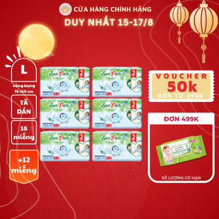 Combo 6 gói - tã dán người lớn sunmate mới size l18 + 2 miếng