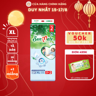 Tã dán người lớn sunmate mới size m18/l18/xl18 + 2 miếng